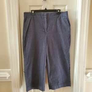 Ann Taylor Factory - Blue Grey - Chambray Wide Leg Crop Capri Pants Sz. 16P